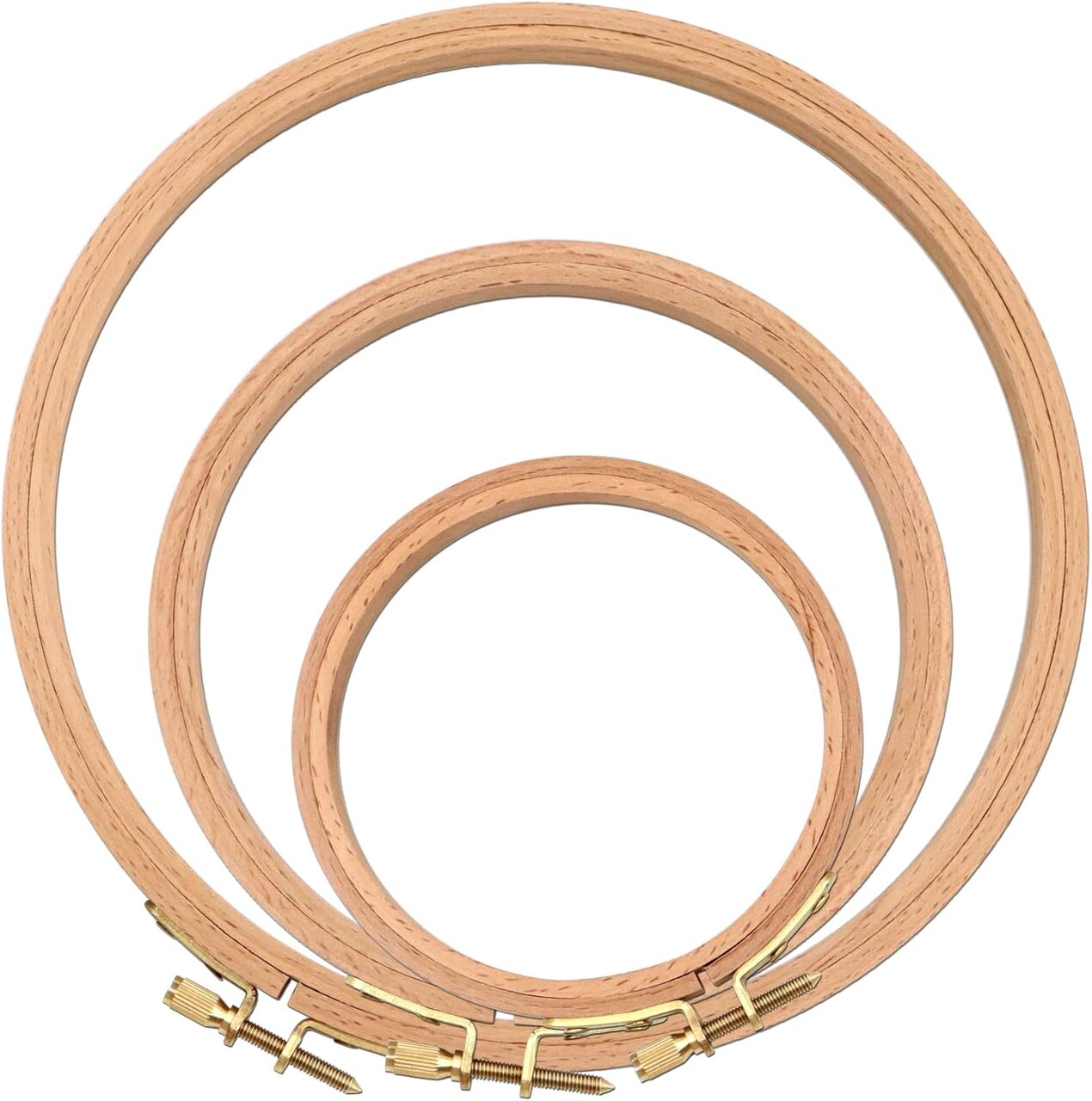 3 PCS Beech Wood Embroidery Hoops, Wood Circle Hoop Ring- (Size-4", 6", 8")